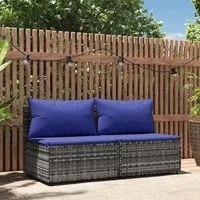 Divani Centrali da Giardino con Cuscini 2pz Polyrattan Grigio 319850