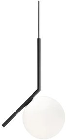 Flos IC Lights Suspension 1 Lampada A Sospensione 20 cm a luce diffusa in vetro opalino acidato bianco ottone nero