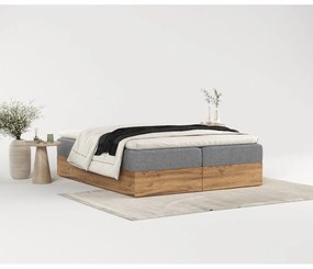 Letto boxspring con contenitore in grigio-naturale 140x200 cm Faro - Maison de Rêve