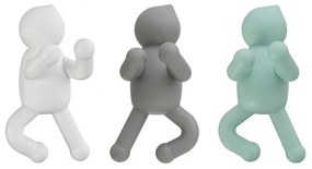 Set 3 appendini da muro bianco grigio e verde fissaggio con viti o adesivo  Bruce