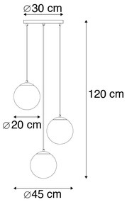 Lampada a sospensione intelligente in ottone con 3 ST64 WiFi con vetro blu - Pallon