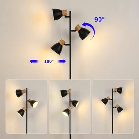 Brilagi - Lampada da terra ODENSE 3xE14/10W/230V legno di caucciù/nero