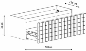 Mobile da bagno sotto lavabo Pixel grid blu laccato opaco L 120 x H 40 x P 45.5 cm 1 cassetto, lavabo non incluso
