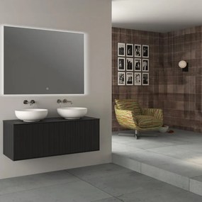 Mobile da bagno sospeso sotto lavabo Modula di Baden Haus L 120 x H 43 x P 46 cm nero cannettato opaco, 2 cassetti