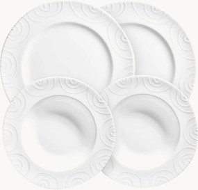 Servizio di piatti fatto a mano Weißgeflammt, 2 persone, set da 4