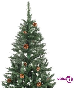 vidaXL Albero di Natale Artificiale Pigne e Brillantini Bianchi 150 cm