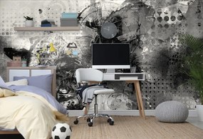 Carta da parati autoadesiva – Pittura grafica in bianco e nero