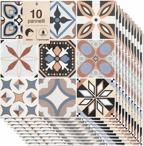 Set 10 Pannelli Adesivi Piastrelle da Parete 30,5 cm Decoro Mosaico in PVC Multicolore...