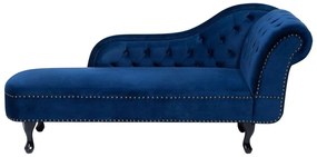 Chaise longue destra in velluto blu NIMES Beliani