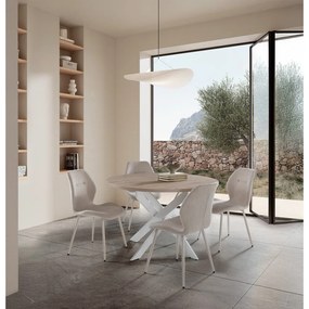 Sedie da pranzo in set color crema in imbottito 4 pz Ansu – Marckeric