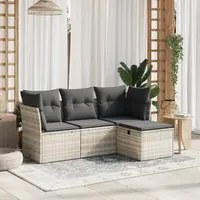 Set Divano da Giardino 4pz con Cuscini Grigio Chiaro Polyrattan 3263118