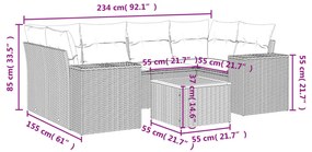 Set Divani da Giardino 7 pz con Cuscini Grigio in Polyrattan