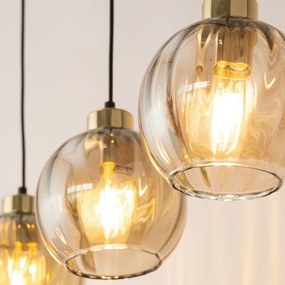 Lampadario LED a sospensione DEVI 3xE27/15W/230V nero/beige fumé