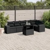 Set Divani da Giardino con Cuscini 7pz Nero Polyrattan 3269175