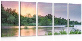 Quadri 5 pezzi – Alba sul fiume
