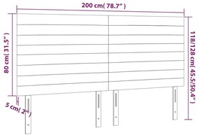 Testiera a LED rosa 200x5x118/128 cm in Velluto