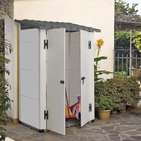 Casetta da giardino GAROFALO Urban in pvc grigio con porta doppio battente, superficie interna 1.01 m² e spessore parete 20 mm