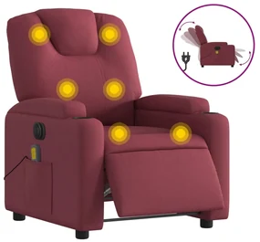 Poltrona massaggiante reclinabile elettrica rosso vino tessuto
