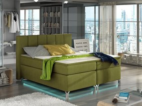 Letto matrimoniale boxspring Malindi - 160 x 200 cm , Tessuto verde chiaro