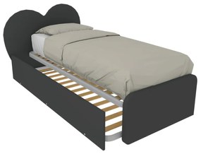 CUPIDOR - Letto cameretta a cuore singolo 80x190 con secondo letto estraibile e testata personalizzabile.Rete inclusa