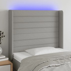 Testiera A Led Grigio Chiaro 93x16x118/128 Cm İn Tessuto /