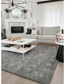 Tappeto in lana grigio 200x300 cm Calisia Vintage Flora - Agnella