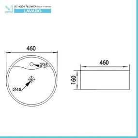 Lavabo da appoggio tondo D. 46 cm in ceramica bianco lucida