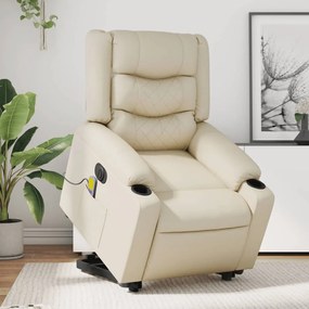 Poltrona Alzapersona Elettrica Reclinabile Crema İn Similpelle /