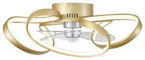 Ventilatore da soffitto ottone 55 cm con LED dimmerabile con telecomando - Mandy