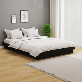 Giroletto Nero İn Legno Massello 135x190 Cm Double /