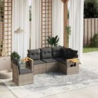 Set Divano da Giardino 5 pz con Cuscini Grigio in Polyrattancod mxl 88796