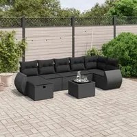 Set Divani da Giardino con Cuscini 8 pz Nero in Polyrattancod mxl 115564