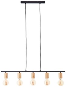 Brilliant - Lampadario a sospensione KERRY su cavo 5xE27/40W/230V nero/bambù