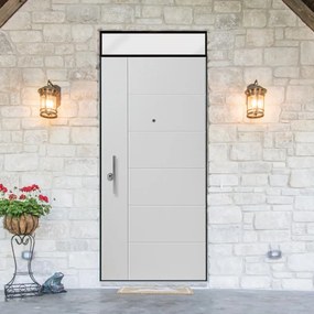 Porta blindata YALE Seal +30 L 90 x H 210 cm in PVC bianco, apertura spingere a destra, falso telaio incluso