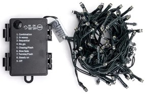 Aigostar - Catena luminosa natalizia LED esterna 100×LED/8 funzioni 3×AA 5,3 m IP44 bianco freddo