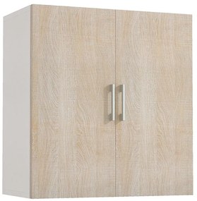 Mobile Multiuso L 60 x H 66 x P 32 cm bianco e rovere