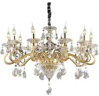 Lampadario Classico Negresco Metallo-Cristallo Oro 10 Luci E14