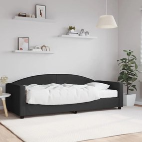 Divano letto con materasso nero 90x200 cm in tessuto