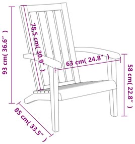 Sedia Adirondack da Giardino in Polipropilene Nero