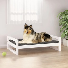 Cuccia Per Cani Bianca 95,5x65,5x28cm İn Legno Massello Di Pino /