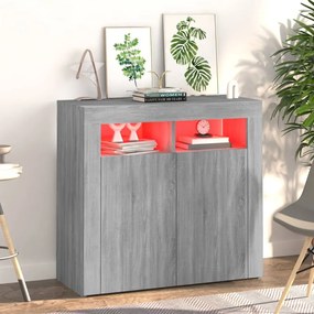 Credenza con Luci LED Grigio Sonoma 80x35x75 cm