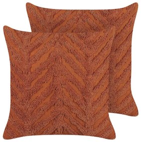 Set di 2 cuscini cotone ricamato arancione 45 x 45 cm LEWISIA Beliani