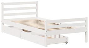 Letto senza materasso bianco 90x200 cm legno massello di pino