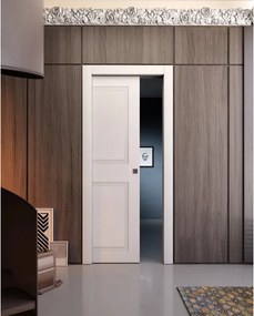Porta interna scorrevole Monaco in legno laccato colore bianco, L 70 x H 210 cm, apertura reversibile
