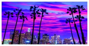 Stampa su tela Palms and skyline sunset, multicolore 140 x 70 cm