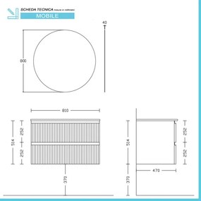 Mobile bagno sospeso 80 cm bianco opaco con frontale cannettato Giava