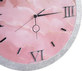Orologio da parete D 57 cm - Moderno con Effetto Marmo Rosa