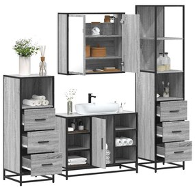 Set Mobili Da Bagno 4 Pz Grigio Sonoma İn Legno Multistrato /