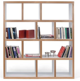 Libreria bianca con bordo in legno 150x159 cm Berlin - TemaHome