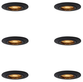 Set di 6 faretti da incasso neri regolabili - Ude Honey